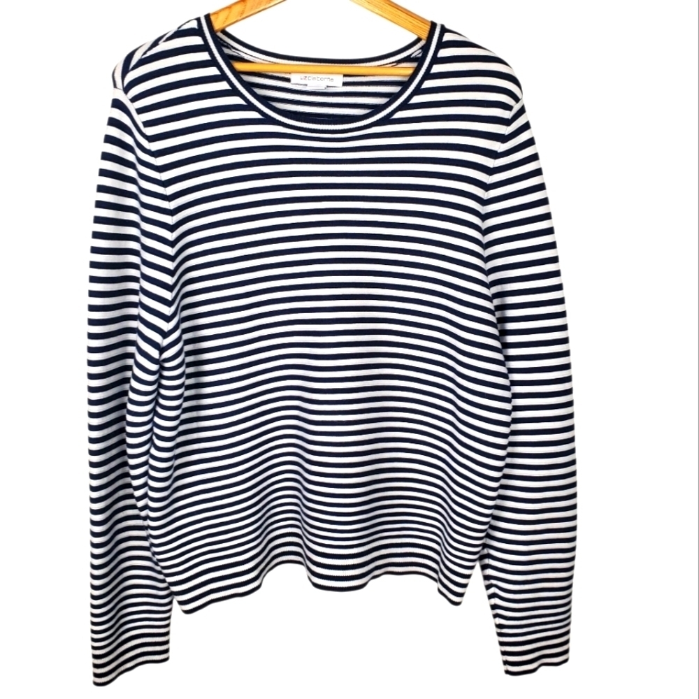 Liz Claiborne Black and White Knit Top. Light Sweater. XL. B0027